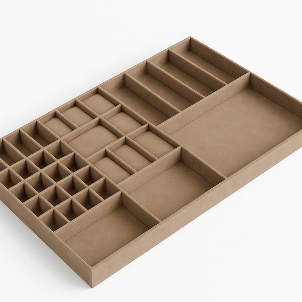 Premium Microfiber Suede Multi-Compartment Organizer Tray